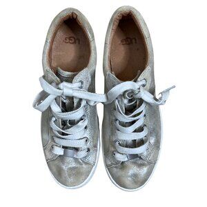UGG MILO Stardust Silver Suede‎ Lace-up Trainer Sneaker Size 6.5 Athleisure
